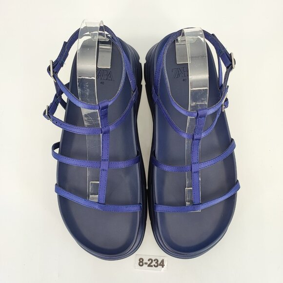 Zara Strappy Flatform Women\'s Size 9 US Man Made Blue Sandals Casual main image 5